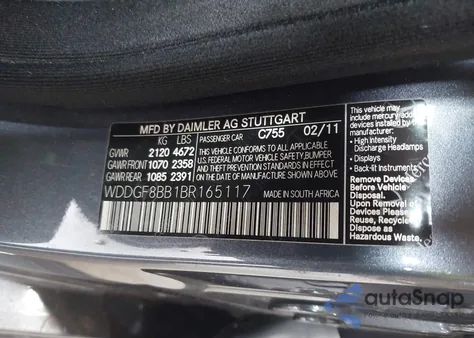 2011 Mercedes-Benz C 300 Luxury 4Matic/Sport 4Matic из США, поврежденный, VIN WDDGF8BB1BR165117